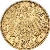 Reverse 10 Mark 1891 E Saxony