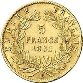 Reverse 5 Francs 1864 BB