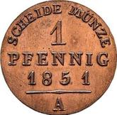 Reverse 1 Pfennig 1851 A