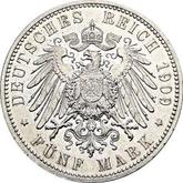 Reverse 5 Mark 1909 Saxony