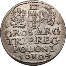 Trojak (3 groszy) 1604  K  "Casa de moneda de Cracovia"