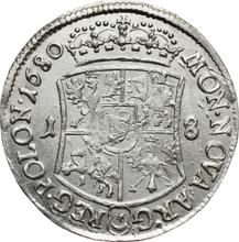 Ort (18 Groszy) 1680  TLB  "Curved shield"