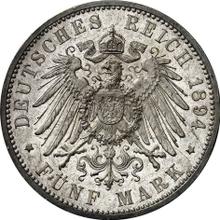 5 марок 1894 F   "Вюртемберг"