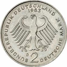 2 марки 1983 D   "Аденауэр"