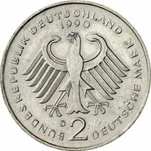2 марки 1990 D   "Франц Йозеф Штраус"