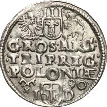 Trojak (3 groszy) 1590  ID  "Casa de moneda de Poznan"