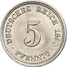 5 пфеннигов 1890 D  