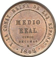 1/2 Real (Medio Real) 1848 M   "Ohne Kranz"