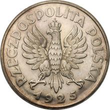 5 Zlotych 1925    "81 Perlen Umrandung" (Probe)