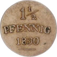 1 1/2 feniga 1830   