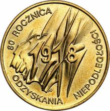 2 Zlote 1998 MW  ET "90th Anniversary of Regaining Independence by Poland"