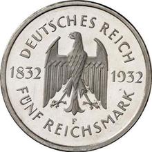 5 Reichsmarks 1932 F   "Goethe"