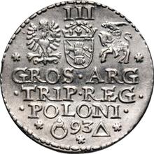 Trojak (3 groszy) 1593    "Casa de moneda de Malbork"
