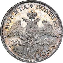Poltina (1/2 rublo) 1827 СПБ НГ  "Águila con las alas bajadas"
