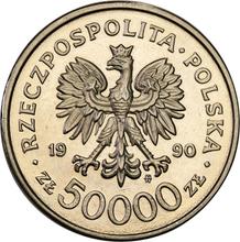 50000 złotych 1990 MW   "10-lecie powstania Solidarności" (PRÓBA)