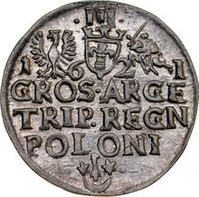 Trojak (3 groszy) 1621    "Casa de moneda de Cracovia"