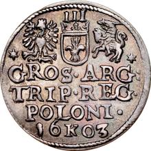 Trojak (3 groszy) 1603  K  "Casa de moneda de Cracovia"