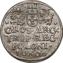 Trojak (3 groszy) 1606  K  "Casa de moneda de Cracovia"