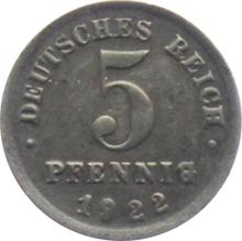 5 fenigów 1922 F  