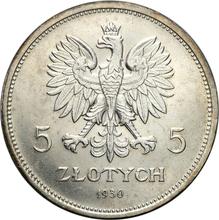 5 Zlotych 1930   WJ "Revolution"