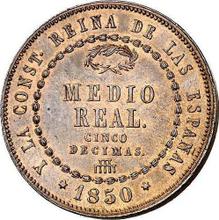 1/2 Real (Medio Real) 1850    "Mit Kranz"