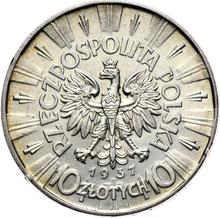 10 Zlotych 1937    "Jozef Pilsudski"