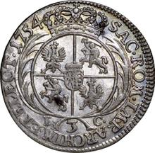 Trojak (3 groszy) 1754  EC  "de corona"
