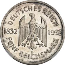 5 Reichsmarks 1932 D   "Goethe"