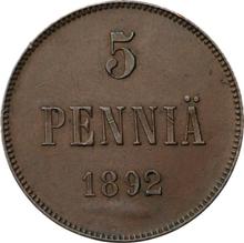 5 Penniä 1892   