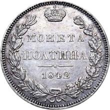 Poltina (1/2 rublo) 1842 MW   "Casa de moneda de Varsovia"