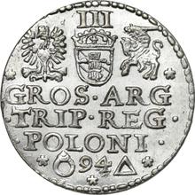 Trojak (3 groszy) 1594    "Casa de moneda de Malbork"