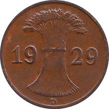 1 рейхспфенниг 1929 D  