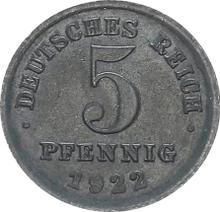 5 fenigów 1922 G  