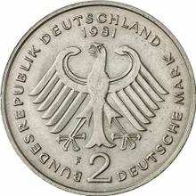 2 марки 1981 F   "Аденауэр"