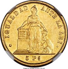 5 Pesos 1868 So  