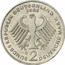 2 марки 1984 D   "Аденауэр"
