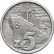 5 złotych 1958   JG "Statek towarowy "Waryński"" (PRÓBA)