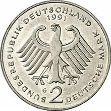 2 марки 1991 G   "Франц Йозеф Штраус"
