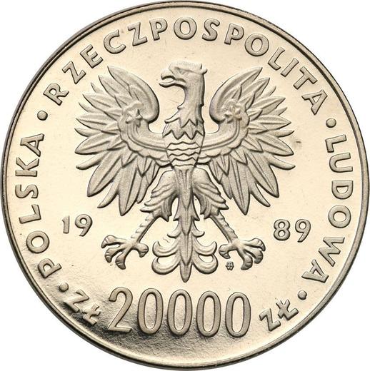 Obverse Pattern 20000 Zlotych 1989 MW ET "XIV World Cup FIFA - Italy 1990" Player Nickel - Poland, Peoples Republic