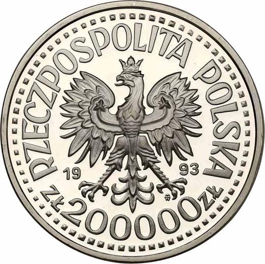 Anverso 200000 eslotis 1993 MW "Casimiro IV Jagellón" Retrato de medio cuerpo - valor de la moneda de plata - Polonia, República moderna