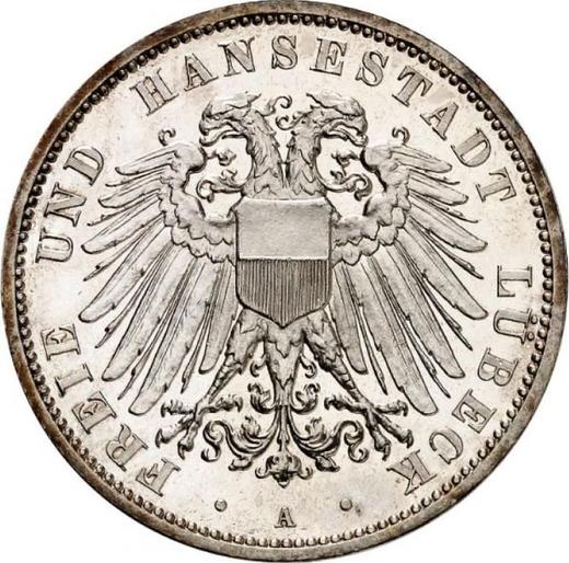 Аверс монеты - 3 марки 1910 года A "Любек" - цена серебряной монеты - Германия, Германская Империя