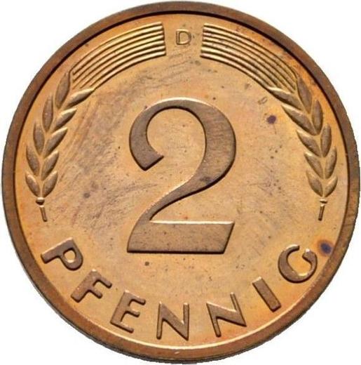 Аверс монеты - 2 пфеннига 1958 года D - цена  монеты - Германия, ФРГ