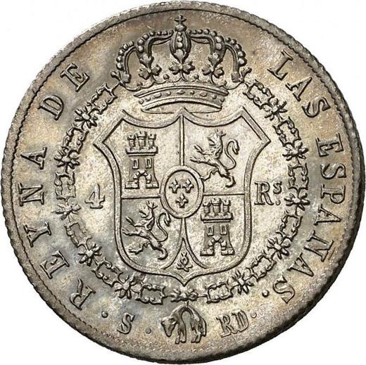 Reverso 4 reales 1845 S RD - valor de la moneda de plata - España, Isabel II