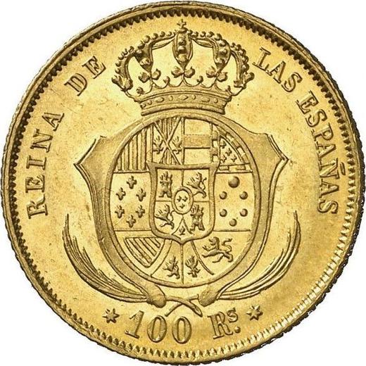 Реверс монеты - 100 реалов 1860 года Шестиконечные звёзды - цена золотой монеты - Испания, Изабелла II