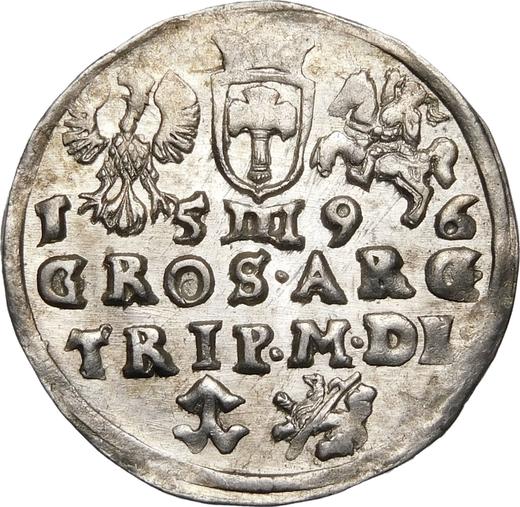Reverso Trojak (3 groszy) 1596 "Lituania" Fecha arriba - valor de la moneda de plata - Polonia, Segismundo III