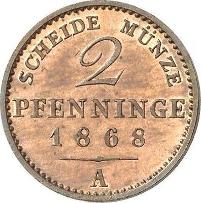 Reverso 2 Pfennige 1868 A - valor de la moneda  - Prusia, Guillermo I