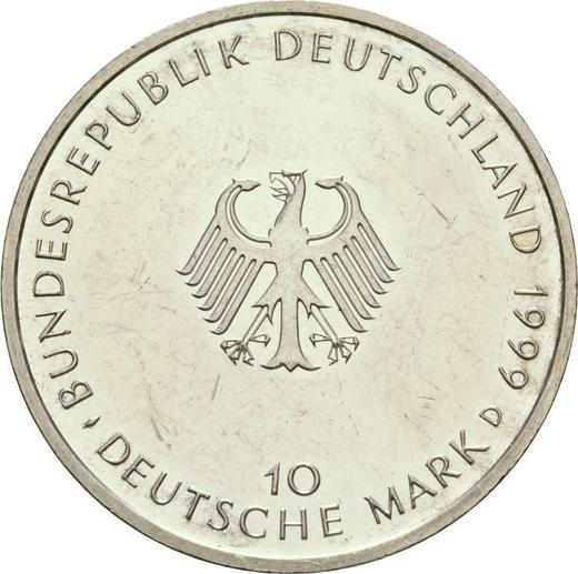 Реверс монеты - 10 марок 1999 года D "Основной закон" - цена серебряной монеты - Германия, ФРГ