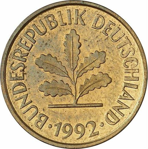 Reverso 5 Pfennige 1992 F - valor de la moneda  - Alemania, RFA