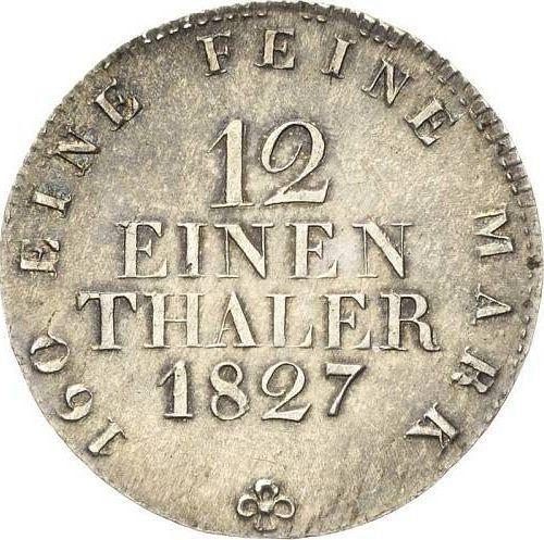Reverso 1/12 tálero 1827 S - valor de la moneda de plata - Sajonia, Antonio