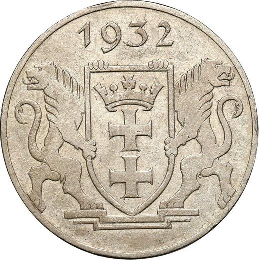 Anverso 5 florines 1932 "Grúa portuaria" - valor de la moneda de plata - Polonia, Ciudad Libre de Dánzig